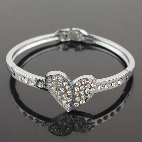 14K White Gold Filled Austrian Crystal Bangle - Picture 4 of 4